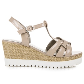 Kylie Sandálias de cunha lacadas marrom