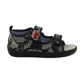 American Club Sandálias palmilha de couro americano branco preto American Club Sandálias palmilha de couro americano branco preto