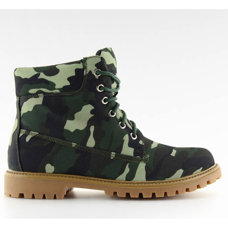 Botas de madeira das mulheres militares C7079 verde