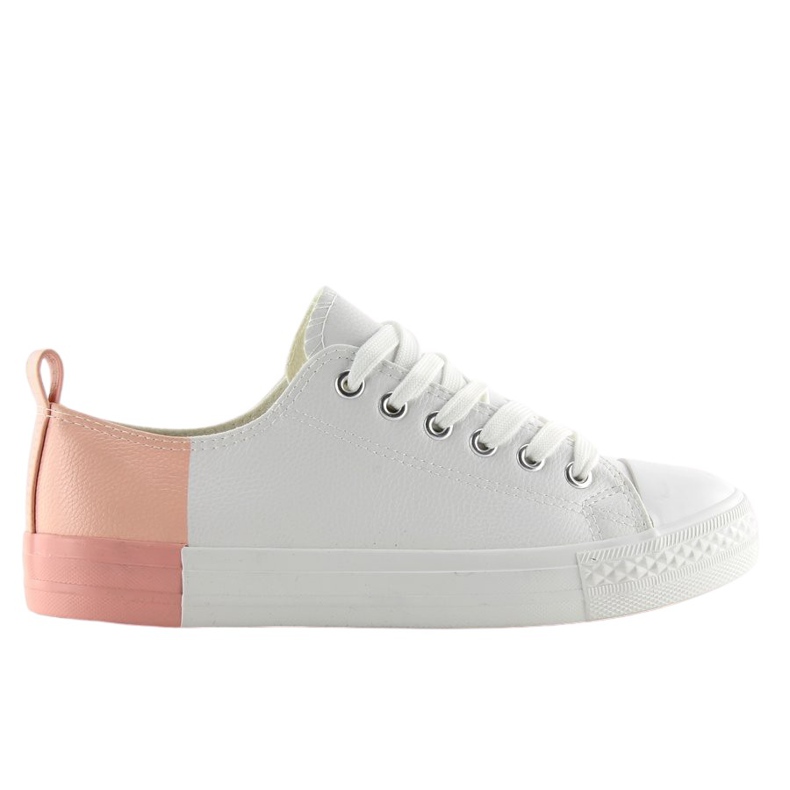 Tênis branco de duas cores BK378 Branco / Rosa nu
