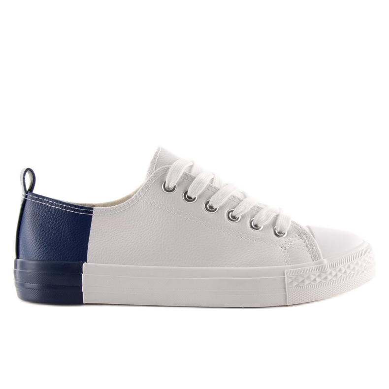 Tênis branco bicolor BK378 WHITE / D.BLUE