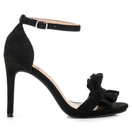 Kylie Sandálias de salto alto com babado preto