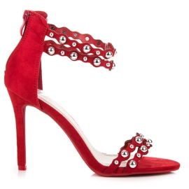 Vinceza sandálias vermelhas com enfeites vermelho