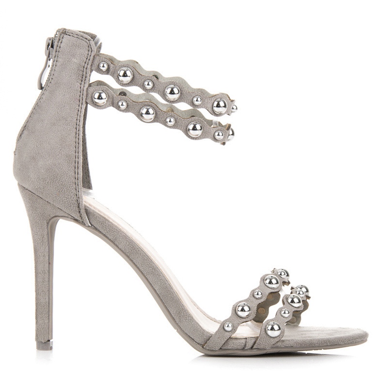 Vinceza Sandálias Cinzas Com Ornamentos