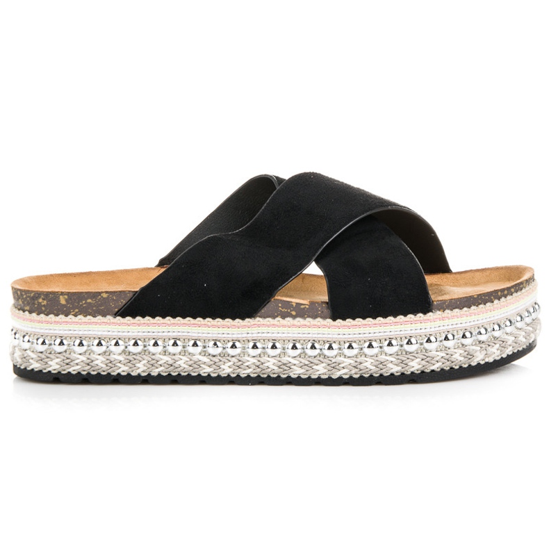 Seastar Chinelos de camurça na plataforma preto