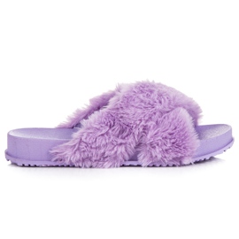 Chinelos de pele elegantes roxo