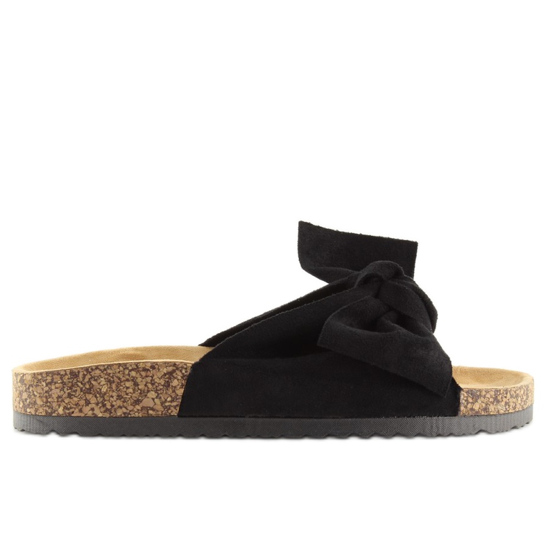 Chinelos femininos em cortiça preta CK02 preto