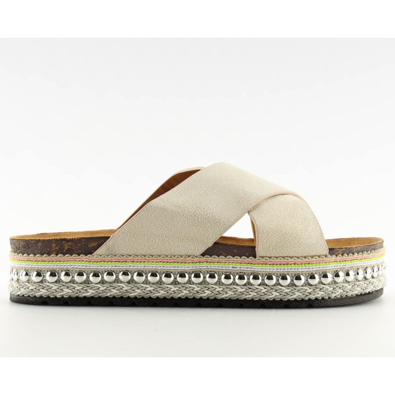 Chinelos femininos bege CK15P bege