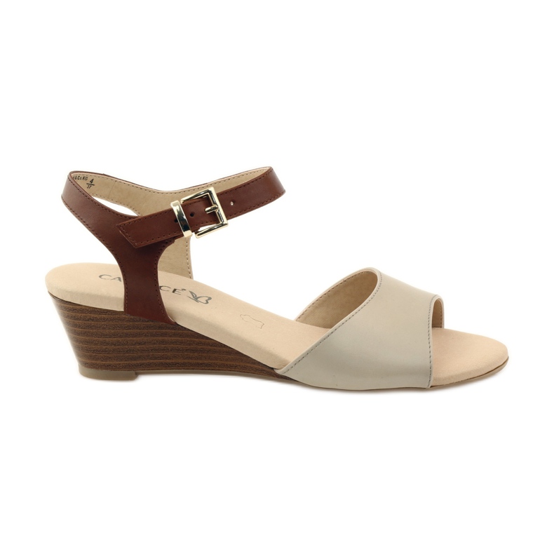 Sapatos de mulher Caprice sandálias de couro 28213 castanho