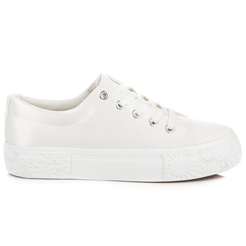 Kylie Tênis de cetim na plataforma branco