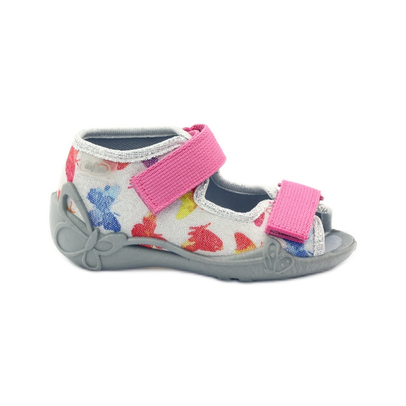 Befado calçado infantil chinelos sandálias 242p075 rosa cinza