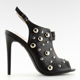 Sandálias pretas com tachas pretas 708-11 pretas preto Sandálias pretas com tachas pretas 708-11 pretas preto