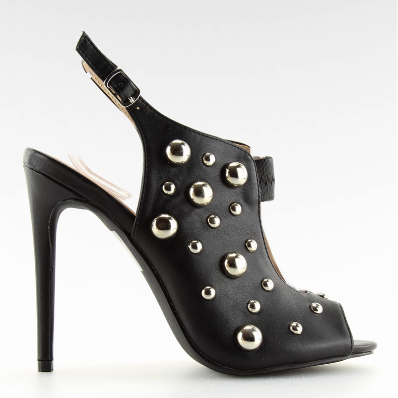 Sandálias pretas com tachas pretas 708-11 pretas preto