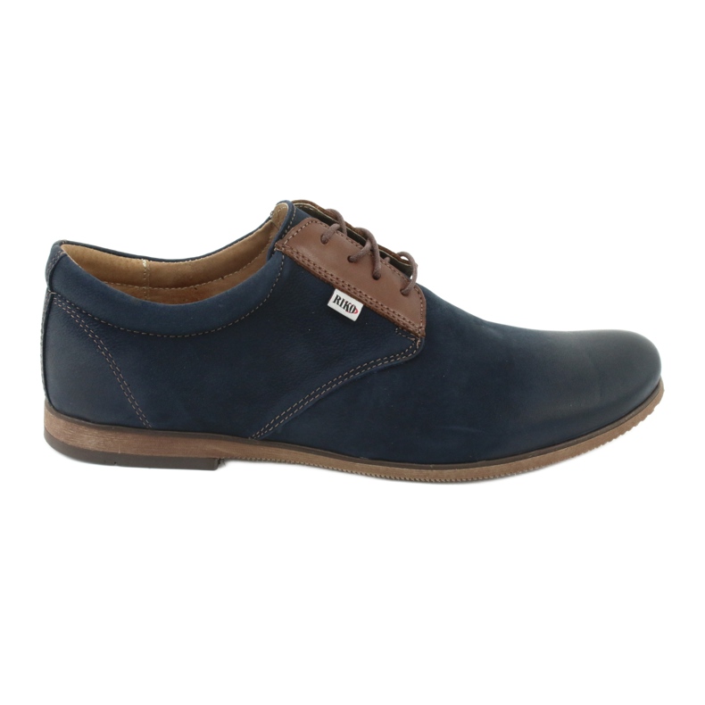 Riko Sapatos de couro masculino 777 azul marinho