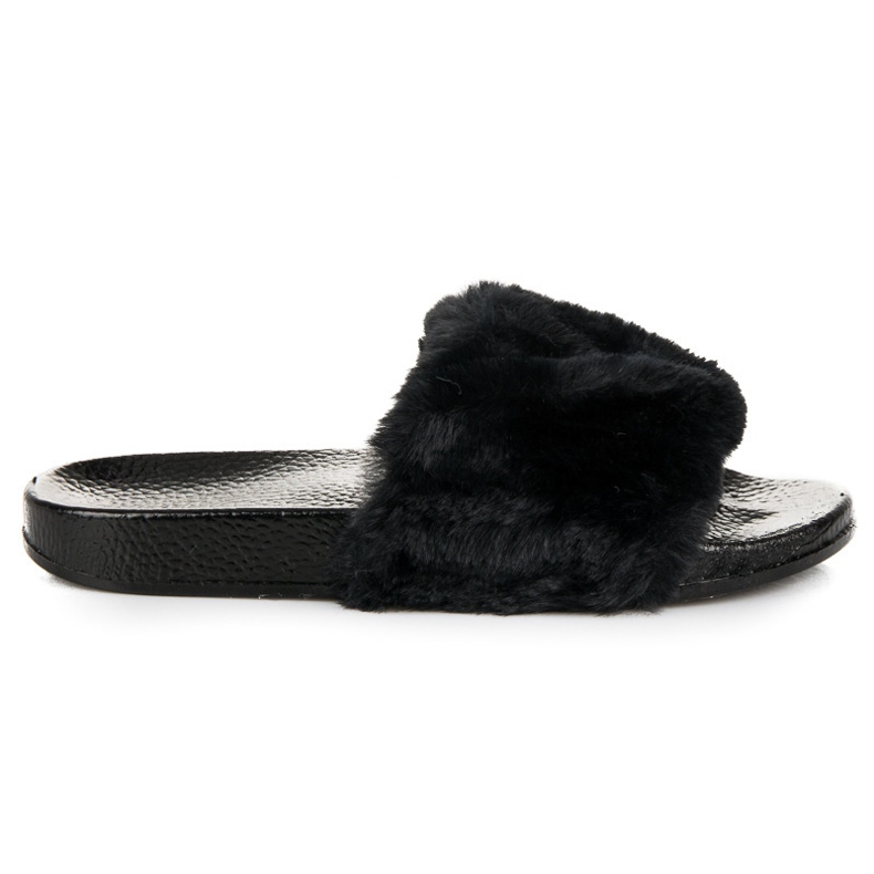 Bona Chinelos de mulher com pele preto Bona Chinelos de mulher com pele preto