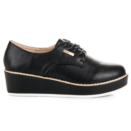 Vices Tornos de sapatos de cunha amarrados preto Vices Tornos de sapatos de cunha amarrados preto