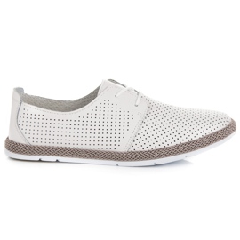 Sapatos a céu aberto com encadernação vinceza branco