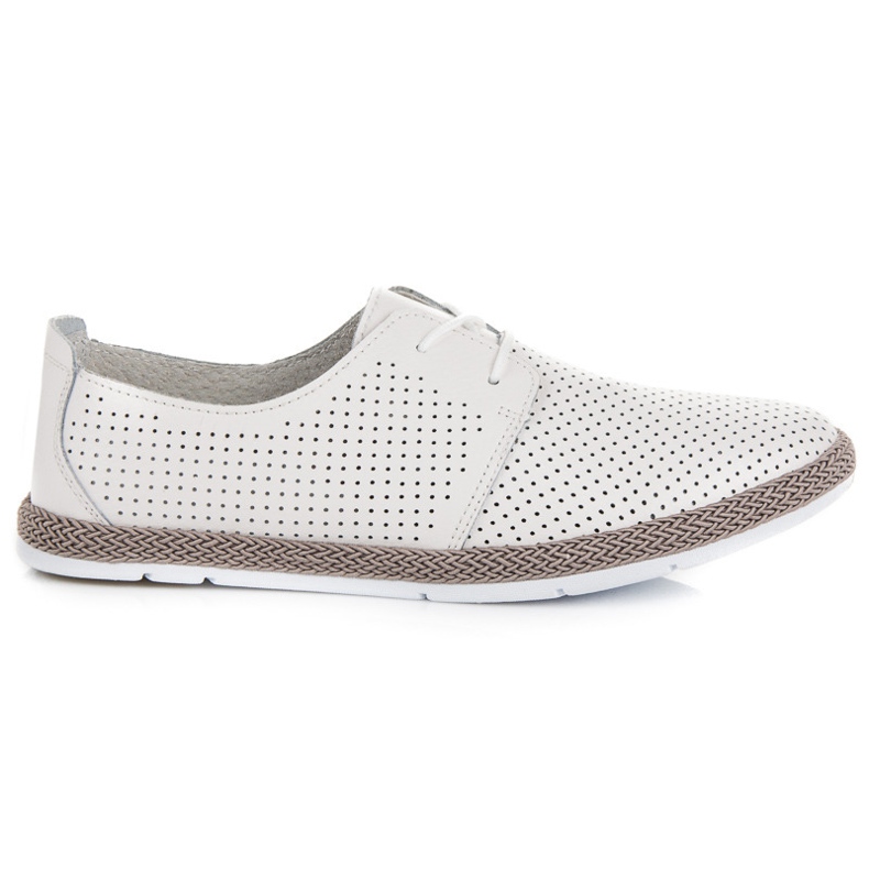 Sapatos a céu aberto com encadernação vinceza branco