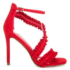 Seastar Sandálias de salto alto com folhos vermelho Seastar Sandálias de salto alto com folhos vermelho