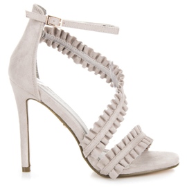 Seastar Sandálias de salto alto com folhos cinza Seastar Sandálias de salto alto com folhos cinza