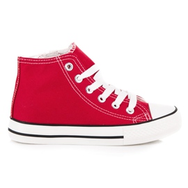 Sapatilhas acima do tornozelo no zíper vermelho