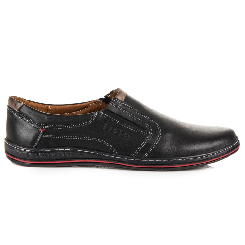 Sapatos slip-on feitos de couro lucca preto