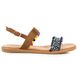 Kylie Sandália de camurça com pompons marrom