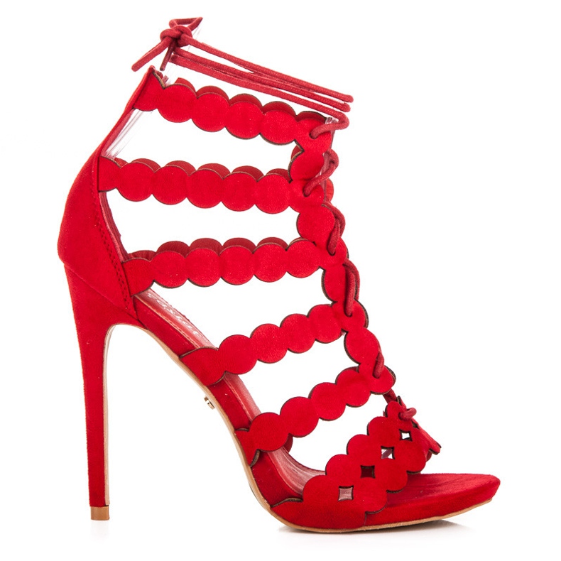 Seastar Sandálias amarradas com salto agulha vermelho