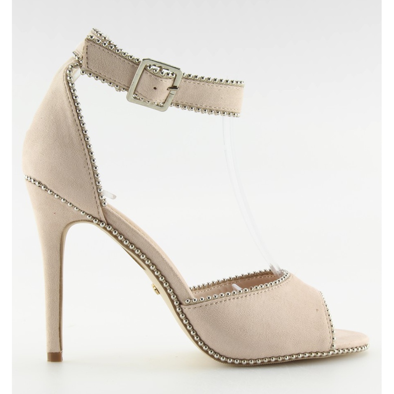 Sandálias elegantes em bege stiletto beige