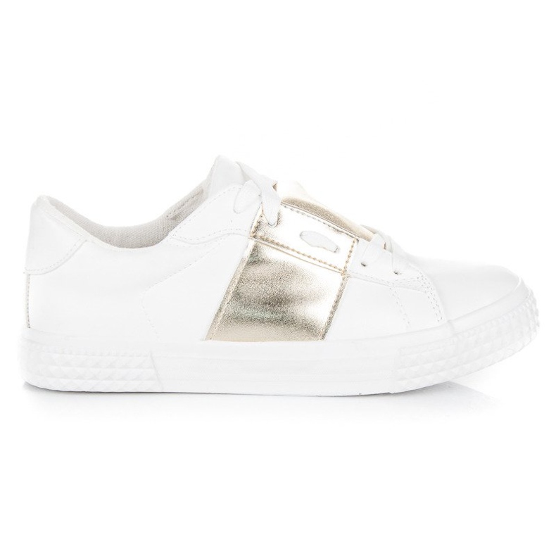 Tênis branco da moda esportiva amarelo