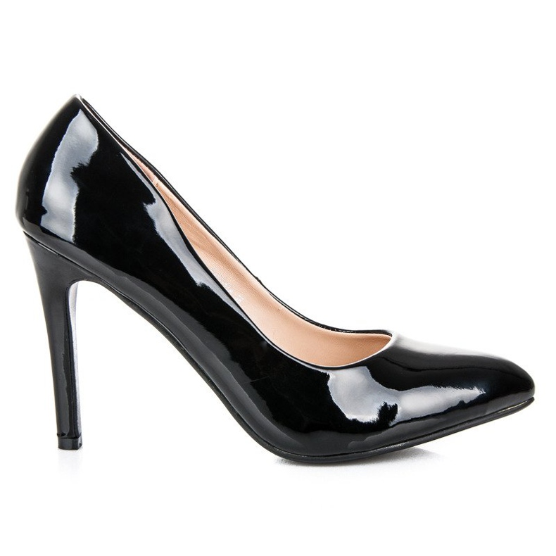 Small Swan Saltos lacados clássicos preto