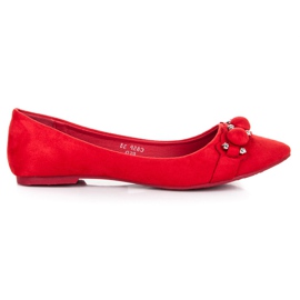 Seastar bailarinas de camurça com decote em V vermelho
