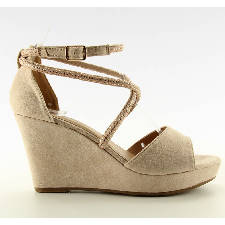Sandálias de cunha F162 bege - 2ª série