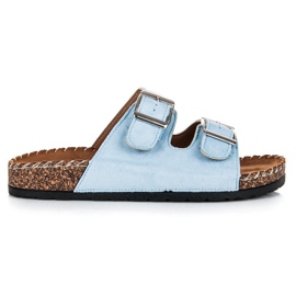 Seastar Chinelos de camurça com fivelas azul Seastar Chinelos de camurça com fivelas azul