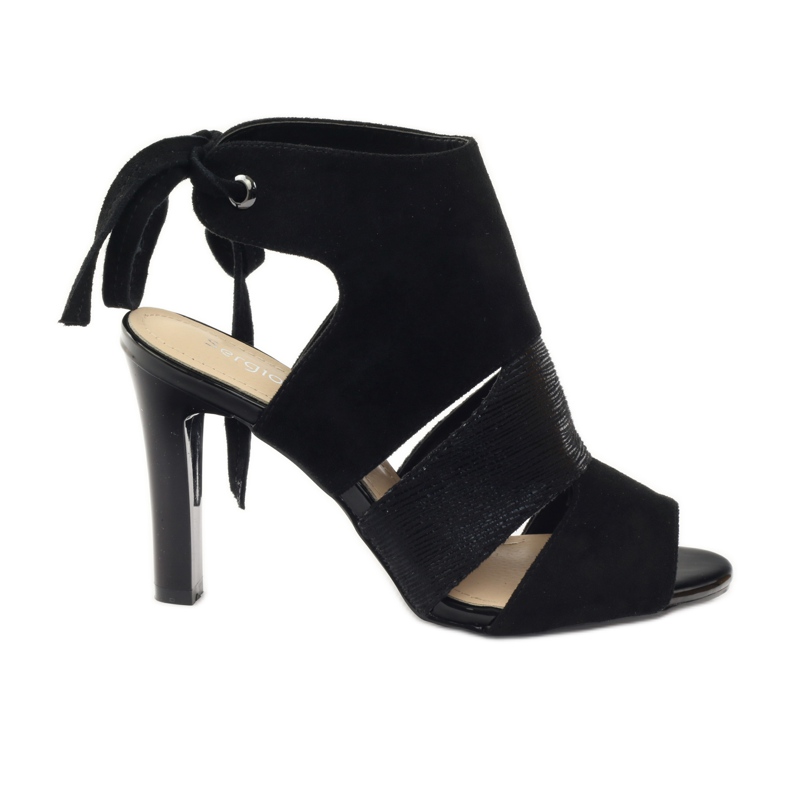 Sergio Leone 1489 sandália de camurça amarrada preto