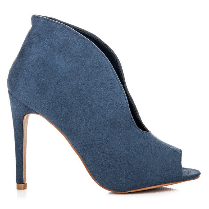 Bestelle Botins de camurça com biqueira aberta azul