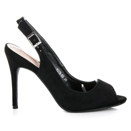 Bestelle Sandália de camurça com salto alto preto Bestelle Sandália de camurça com salto alto preto