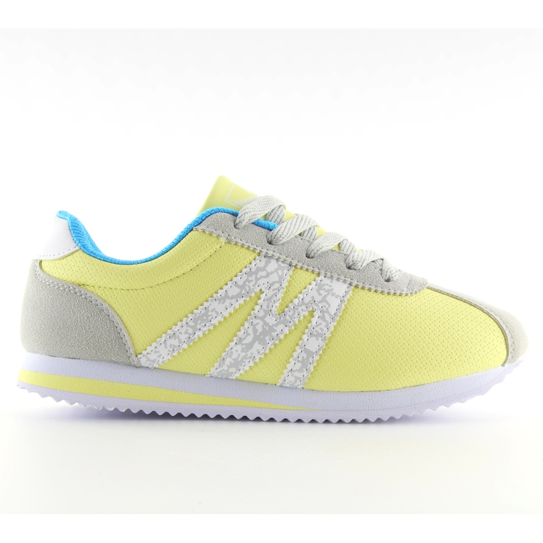 Tênis esportivo muito confortável B683 amarelo azul cinza