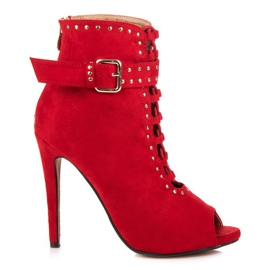 Seastar Botins de camurça com biqueira aberta vermelho