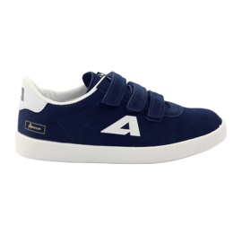 American Club Incrustação de couro americano esportivo azul marinho branco