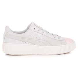 Plataforma de camurça Puma Glam Jr. cinza rosa