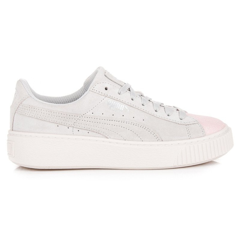 Plataforma de camurça Puma Glam Jr. cinza rosa