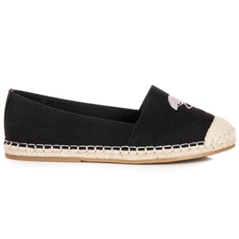 Bestelle Alpargatas pretas com um flamingo preto