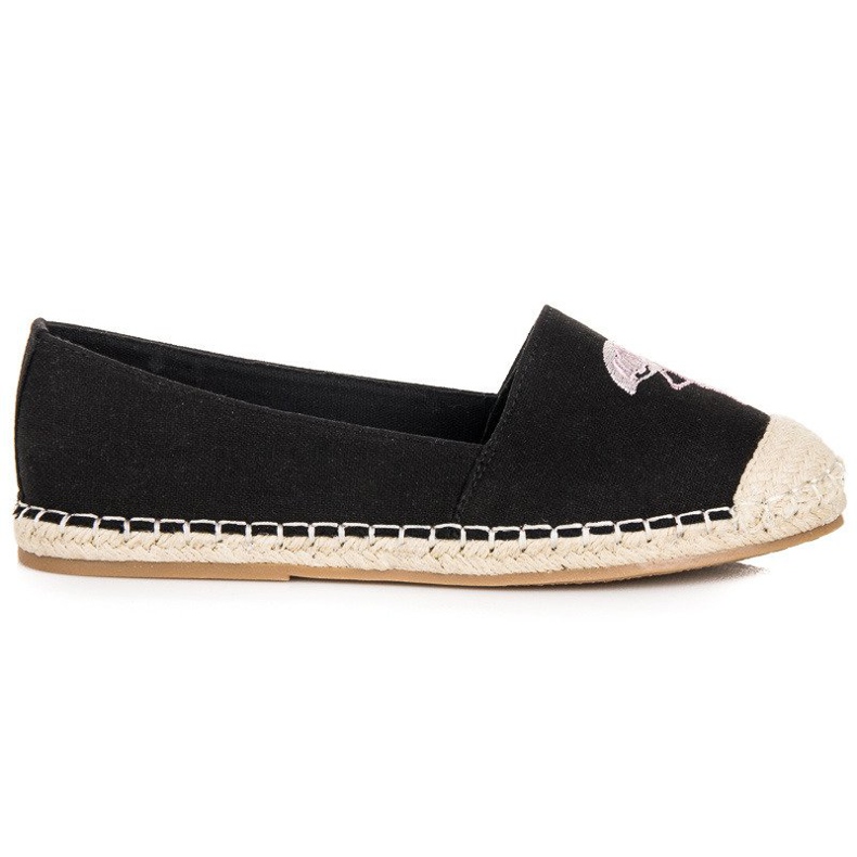 Bestelle Alpargatas pretas com um flamingo preto