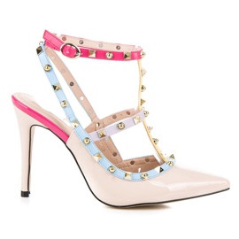 Vices Sandálias coloridas em tornos de salto alto marrom