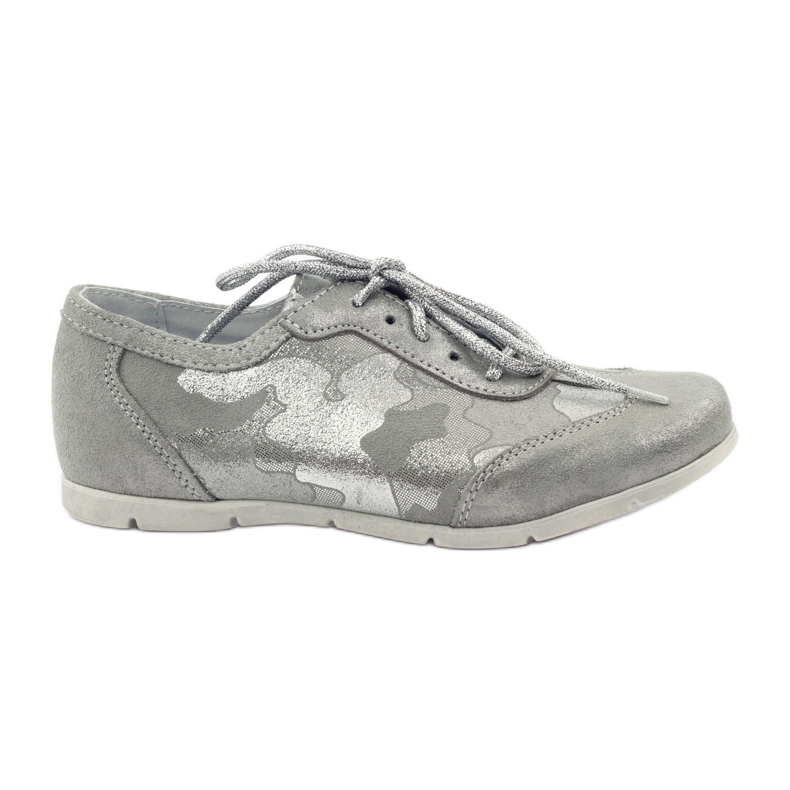 RenBut Esportes de couro Schodowany Girls Silver Shoes cinza
