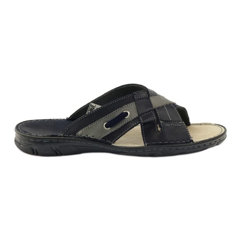 Chinelos masculinos de couro Naszbut 055, azul marinho