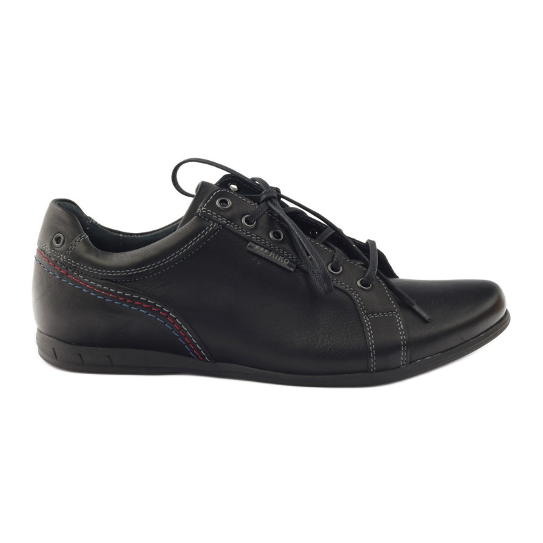 Riko Sapatos de couro de couro masculino 776 preto