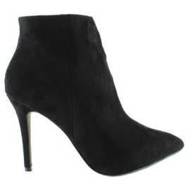 Botas lisas com salto alto de camurça 8862 preta preto