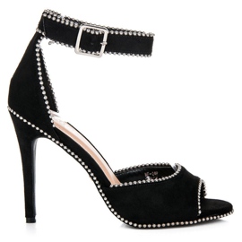 Seastar Sandália de camurça com salto alto preto Seastar Sandália de camurça com salto alto preto